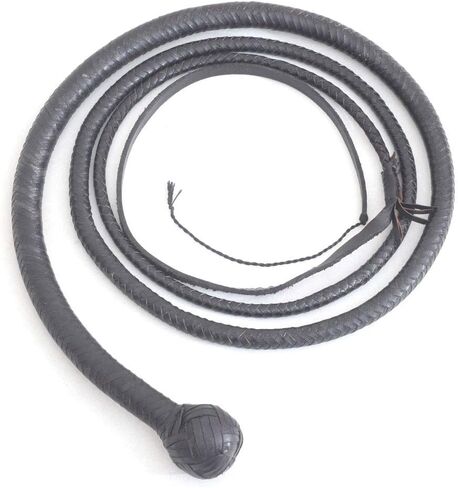 Hand Crafted Kangaroo Hide Snake Whip 4 Foot 12 Plait with Complete Leather Flexible Belly & Bolster Black in Kuwait