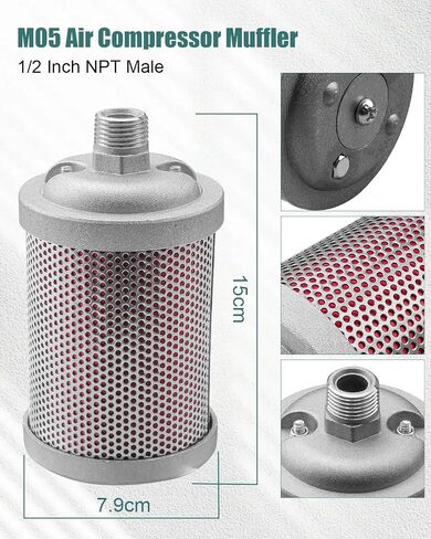 M05 كاتم صوت ضاغط الهواء 1/2 بوصة NPT ذكر مناسب لمعدات وأنظمة الهواء المضغوط والمجفف استبدال أجزاء غرفة واحدة 145 رطل لكل بوصة مربعة in Kuwait