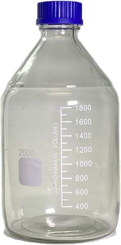 Karter Scientific 2000ml Glass Media Storage Bottles, Round, with GL45 Screw Cap, 232Y1 (Case of 12) in Kuwait