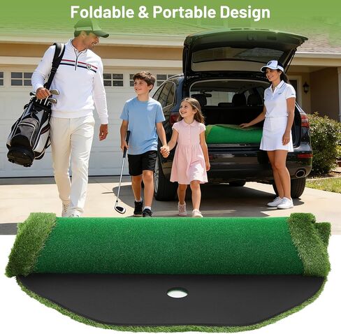 Garvee Golf Putting Green Indoor Mat 10x5ft, Practice Golf Putting Mat for Home Garage Office Outdoor, Professional Artificial Dual-Turf Mat Portable Portable with 3 Holes&Flags, for Backyard Garden in Saudi Arabia