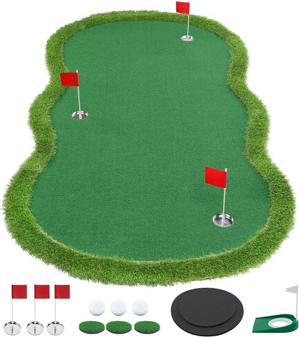 Real Relax Golf Putting Green Mat, Professional Golf Practice Mat, Large Professional Golf Training Mat with 3 Holes for Indoor Outdoor Use in Kuwait