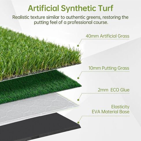 Real Relax Golf Putting Green Mat, Professional Golf Practice Mat, Large Professional Golf Training Mat with 3 Holes for Indoor Outdoor Use in Kuwait