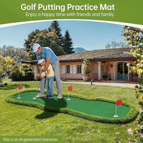 Real Relax Golf Putting Green Mat, Professional Golf Practice Mat, Large Professional Golf Training Mat with 3 Holes for Indoor Outdoor Use in Kuwait
