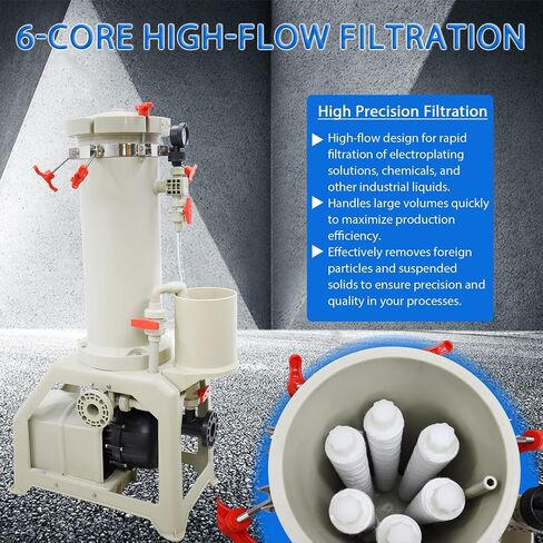 Electroplating Solution Filter High Flow Industrial Filter | 220V 750W, Self-Priming Pump, 6Pcs 20In Filter element, 150L/MIN, Chemical Liquid Circulation Filter for Nickel Plating in Kuwait
