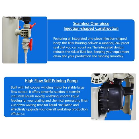 Electroplating Solution Filter High Flow Industrial Filter | 220V 750W, Self-Priming Pump, 6Pcs 20In Filter element, 150L/MIN, Chemical Liquid Circulation Filter for Nickel Plating in Kuwait