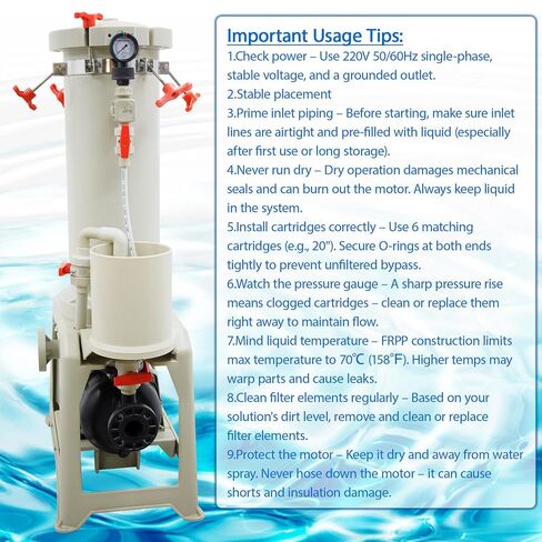 Electroplating Solution Filter High Flow Industrial Filter | 220V 750W, Self-Priming Pump, 6Pcs 20In Filter element, 150L/MIN, Chemical Liquid Circulation Filter for Nickel Plating in Kuwait