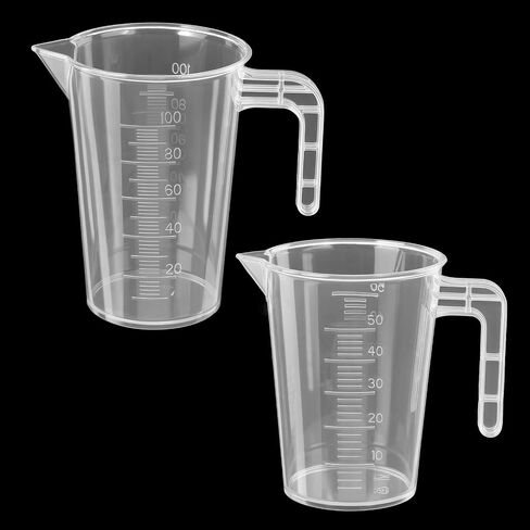 100ml and 50ml Plastic Clear Measuring Cup, 2 Pcs Graduated Measuring Cup with Handle Multipurpose PP Beaker for Home Kitchen Lab in Kuwait