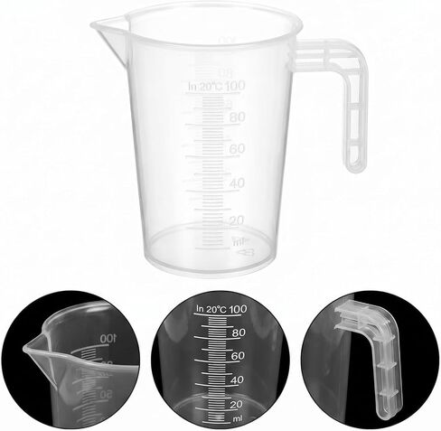 100ml and 50ml Plastic Clear Measuring Cup, 2 Pcs Graduated Measuring Cup with Handle Multipurpose PP Beaker for Home Kitchen Lab in Kuwait