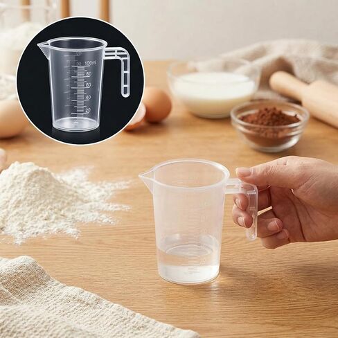 100ml and 50ml Plastic Clear Measuring Cup, 2 Pcs Graduated Measuring Cup with Handle Multipurpose PP Beaker for Home Kitchen Lab in Kuwait