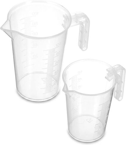 100ml and 50ml Plastic Clear Measuring Cup, 2 Pcs Graduated Measuring Cup with Handle Multipurpose PP Beaker for Home Kitchen Lab in Kuwait