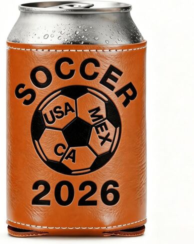 World Cup 2026 Merchandise, Mundial 2026, Copa Del Mundo, World Cup Soccer Gifts, Leather Beer Can Cooler for Game Day, Insulated Beverage Holder for Football Fans, Soccer Party Decorations in Kuwait