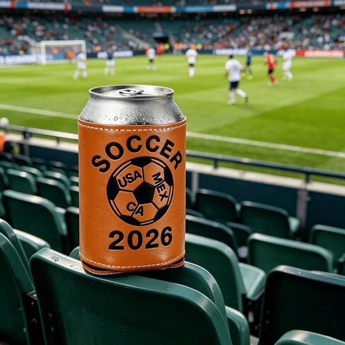 World Cup 2026 Merchandise, Mundial 2026, Copa Del Mundo, World Cup Soccer Gifts, Leather Beer Can Cooler for Game Day, Insulated Beverage Holder for Football Fans, Soccer Party Decorations in Kuwait