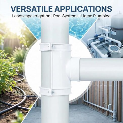 طقم تي شيرت من مادة PVC مقاس 3 بوصة × 2 بوصة من Delyle (عبوة من قطعتين)، جدول 40 DWV تركيب فرع الأنابيب مع مشبك، أبيض، سباكة سكنية وتجارية in Kuwait