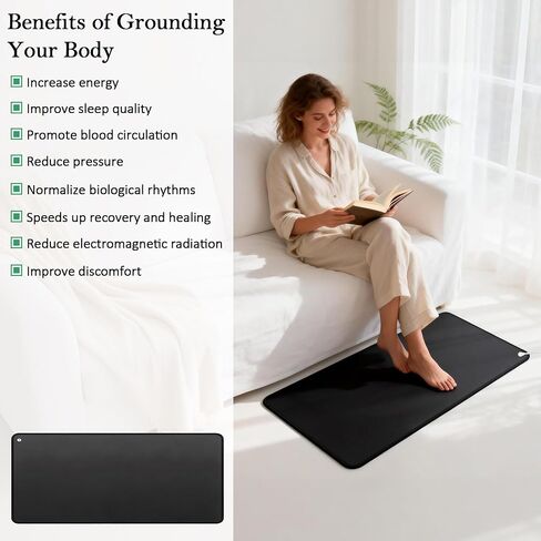 Grounding Mat for Sleep, Pain Relief & Inflammation, Conductive PU Leather Indoor Grounding Pad, Earth Connection Therapy for Home Office Wellness, Boost Energy & Blood Circulation 39"x12" in Kuwait
