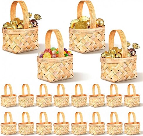 MAQUITA 20 Pack Small Basket with Handle, Mini Wicker Basket for Wedding Party Favors, Farmhouse Decor, Crafts, and Photography Props in Kuwait