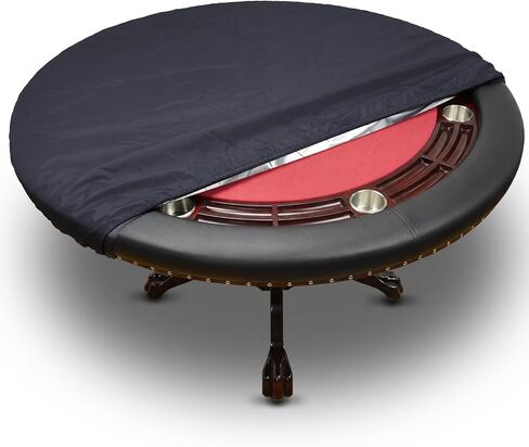 Macarrie Oval Poker Table Dust Cover Black Heavy Duty Water-Tight Dust Proof Protective Vinyl Poker Table Dust Cover with Elastic Band Hem for Home Game Rooms Casinos Easy to Slip on in Kuwait