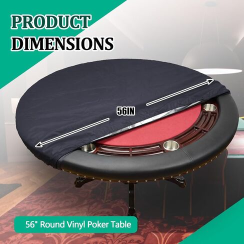 Macarrie Oval Poker Table Dust Cover Black Heavy Duty Water-Tight Dust Proof Protective Vinyl Poker Table Dust Cover with Elastic Band Hem for Home Game Rooms Casinos Easy to Slip on in Kuwait