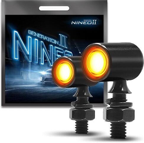 إشارات الانعطاف الخلفية للدراجة النارية من NINEO، رصاصة صغيرة LED، أضواء مؤشر وامضة ذيل ضوء كهرماني تناسب فتحة تركيب 6 مم، متوافقة مع معظم الدراجات النارية 12 فولت، قطعتان in Kuwait