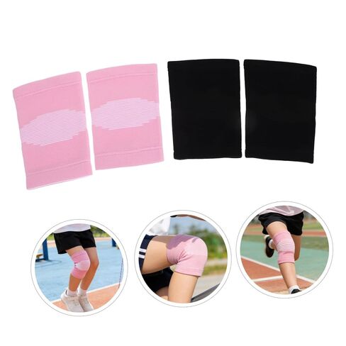 MAGICLULU 2 Pairs Sports Knee Pads for Youth, Breathable Nylon Sleeve with Anti-slip Support, Easy Wearability for Basketball and Soccer Outdoor Activities in Kuwait
