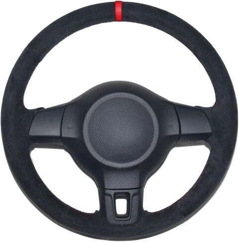 غطاء عجلة قيادة السيارة أسود من جلد الغزال مخيط يدويًا متوافق مع VW Golf 6 Mk6/Polo MK5 2010-2013 (خيط أبيض) in Kuwait