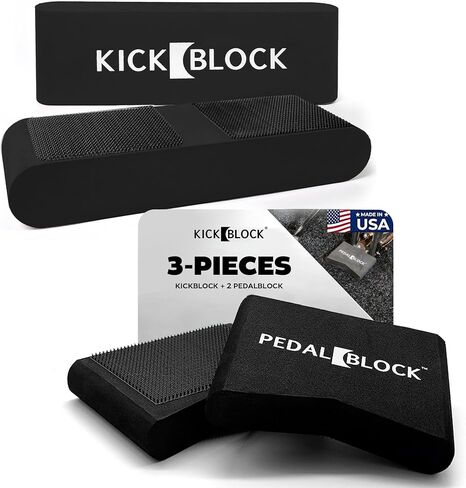 KickBlock Bass Drum Anchor + PedalBlock Bundle – Bass Drum Stopper & 2 Piece Pedal Stabilizers for Drum Set – Ultra-Grip Velcro, Lightweight, Shock-Absorbing Foam – Stage Black in Kuwait