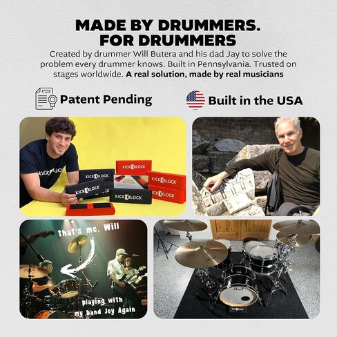 KickBlock Bass Drum Anchor + PedalBlock Bundle – Bass Drum Stopper & 2 Piece Pedal Stabilizers for Drum Set – Ultra-Grip Velcro, Lightweight, Shock-Absorbing Foam – Stage Black in Kuwait