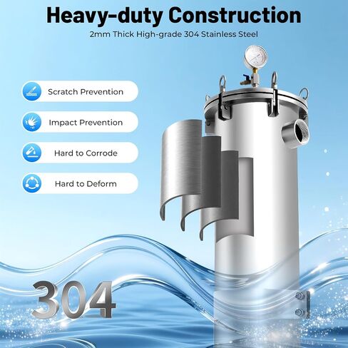 1 حقيبة مرشح الإسكان 304 مرشح الفولاذ المقاوم للصدأ، 2 ″ NPT داخل / خارج وعاء تصفية كيس واحد 1.0MPa مع مقياس الضغط، وأرجل قابلة للتعديل وفتح سريع لترشيح المواد الكيميائية لزيت الماء والمشروبات in Kuwait