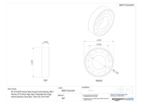 SKF 7305 BECBP Medium Series Angular Contact Bearing, ABEC 1 Precision, 40° Contact Angle, Open, Polyamide/Nylon Cage, Normal Clearance, 25mm Bore, 62mm OD, 17mm Width in Kuwait