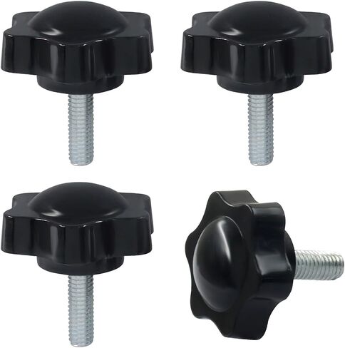 4 Pack M6 x 20mm Thread Star Knob, Black Plastic Hex Shaped Clamping Knob Handle Umbrella Base, Hand Tightening Screw for Replacement in Kuwait