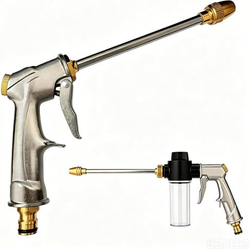 Garden Hose Nozzle, Upgraded High Pressure Spray Head, Heavy-Duty Aluminum Long Rod Nozzle, 360° Rotating Spray Gun with Foamer, Ideal for plant & lawn watering, patio cleaning & car washing in Kuwait