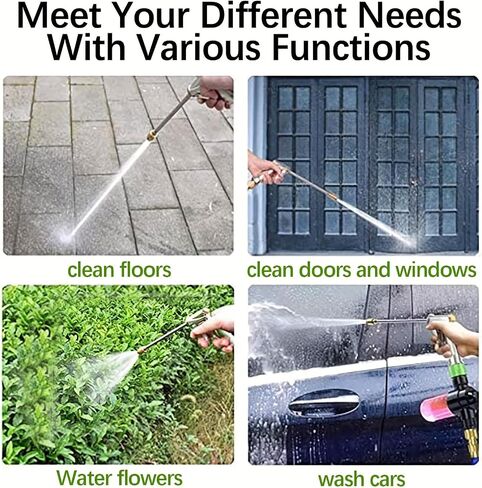 Garden Hose Nozzle, Upgraded High Pressure Spray Head, Heavy-Duty Aluminum Long Rod Nozzle, 360° Rotating Spray Gun with Foamer, Ideal for plant & lawn watering, patio cleaning & car washing in Kuwait