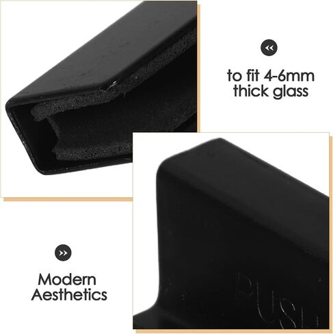 SUPVOX 4pcs Sliding Glass Door Handle Clamp for 4-6mm Thickness Glass, Black Steel Pull Handles Secure and Reliable Design, for Display Cases and Commercial Settings in Kuwait