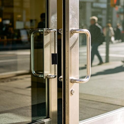 Homoyoyo 4pcs Sliding Glass Door Handle Replacement with Cold Rolled Steel Clips for 4-6mm Thick Glass, Secure and Reliable Clamp on Handles for Home Use and Commercial Settings in Kuwait