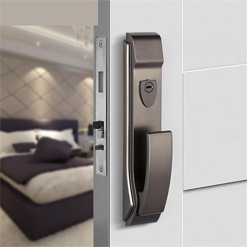 Straight Push Pull Door Lock Bedroom Mute Home Room Bathroom Zinc Alloy Light Luxury Wooden Handle in Kuwait