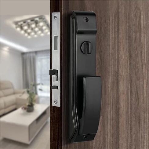 Straight Push Pull Door Lock Bedroom Mute Home Room Bathroom Zinc Alloy Light Luxury Wooden Handle in Kuwait