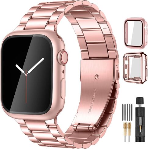 Lerobo متوافق مع Apple Watch Band Ultra 49mm 44mm 45mm 42mm 38mm 40mm 41mm، سوار iwatch معدني صلب من الفولاذ المقاوم للصدأ مع عبوتين حافظة واقية لسلسلة Apple Wastch 8 7 6 5 4 3 2 1 SE للرجال والنساء in Kuwait