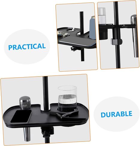 FRCOLOR Clamp Microphone Stand Tray Holder with Smooth Surface for Live Broadcasts and Karaoke Compatible with Multiple Mic Brackets Sound Card and Phone Shelf Organizer Black in Kuwait
