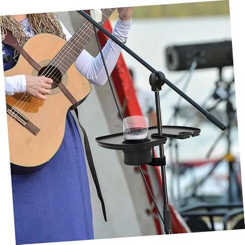 FRCOLOR Clamp Microphone Stand Tray Holder with Smooth Surface for Live Broadcasts and Karaoke Compatible with Multiple Mic Brackets Sound Card and Phone Shelf Organizer Black in Kuwait