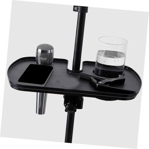 FRCOLOR Clamp Microphone Stand Tray Holder with Smooth Surface for Live Broadcasts and Karaoke Compatible with Multiple Mic Brackets Sound Card and Phone Shelf Organizer Black in Kuwait