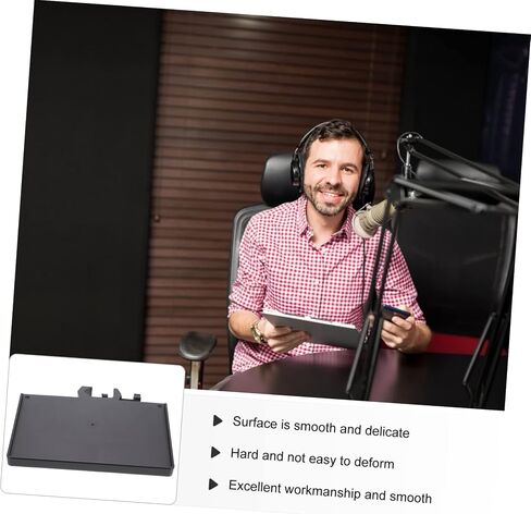 BESPORTBLE 2pcs Microphone Stand Tray Clip Accessory Shelf Durable Abs Sound Card Rack for Live Streaming Karaoke Recording with Storage Space for Picks and Small Items Black in Kuwait