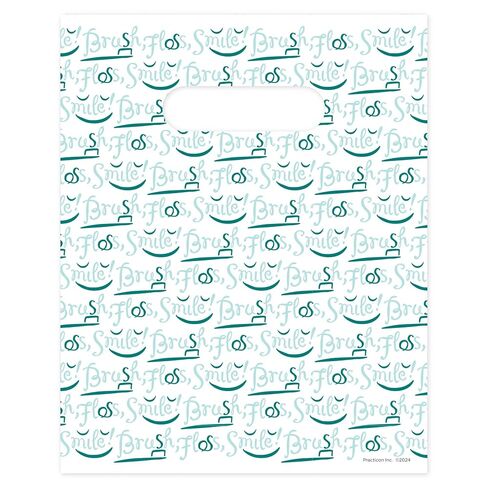 Brush Floss Smile Script Dental Giveaway Bags, 8" x 10", 100 Pack in Kuwait