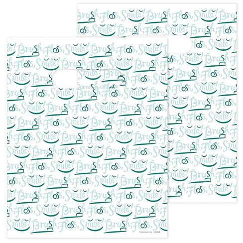 Brush Floss Smile Script Dental Giveaway Bags, 8" x 10", 100 Pack in Kuwait