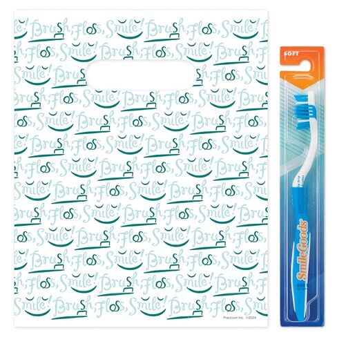 Brush Floss Smile Script Dental Giveaway Bags, 8" x 10", 100 Pack in Kuwait