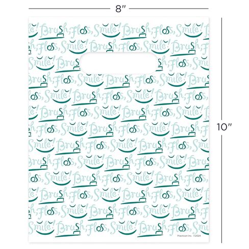 Brush Floss Smile Script Dental Giveaway Bags, 8" x 10", 100 Pack in Kuwait