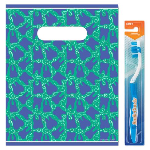 حقيبة هدايا أسنان من Practicon Flossy Molars مقاس 8 × 10 بوصة، حقيبة هدايا للعناية بصحة الأسنان للمرضى، أكياس هدايا بلاستيكية لمكتب طبيب الأسنان، 100 عبوة in Kuwait