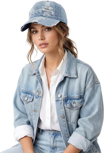 حزمة Chiclinco 3 قبعات بيسبول DENIM DENIM غسلت سراويل جينز قابلة للتعديل للرجال نساء in Kuwait