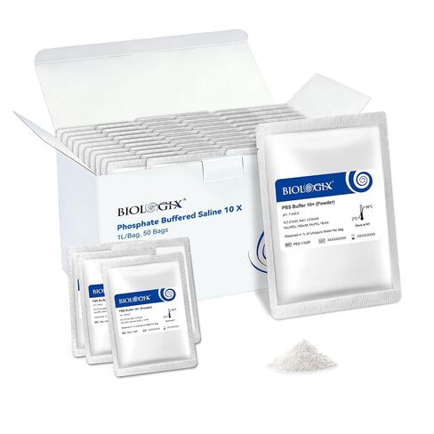Phosphate Buffered Saline 10X, PBS Premixed Powder, Individually Packaged, 7.4pH, Ready and Instant-Dissolve PBS Powder for Cell or Tissue Processing, Instrument Cleaning, 1L/Bag, 5 Bags in Kuwait