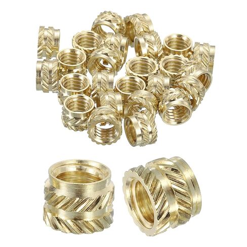 Knurled Insert Nuts, 25pcs M6 x 6mm L x 8mm OD 3D Printing Brass Nuts Female Threaded Inserts Brass Heat Set Insert Embedment Nuts in Kuwait