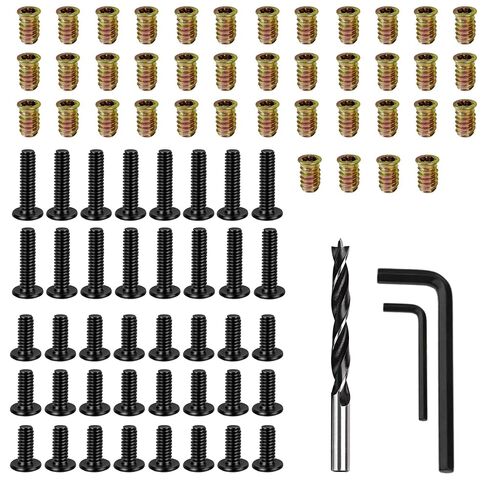 Wood Screw Inserts Kit 40 Sets 1/4"-20 – Furniture Hardware with 3/4" & 1-1/4" Hex Bolts, Pilot Drill Bit, 2 Wrenches for Furniture Assembly, Stripped Hole Repair in Saudi Arabia