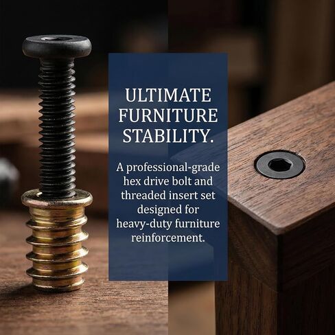 Wood Screw Inserts Kit 40 Sets 1/4"-20 – Furniture Hardware with 3/4" & 1-1/4" Hex Bolts, Pilot Drill Bit, 2 Wrenches for Furniture Assembly, Stripped Hole Repair in Saudi Arabia